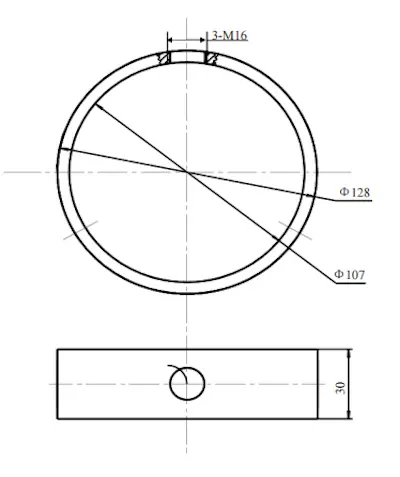 Drawing for Three-hole ring (for 105mm plug)